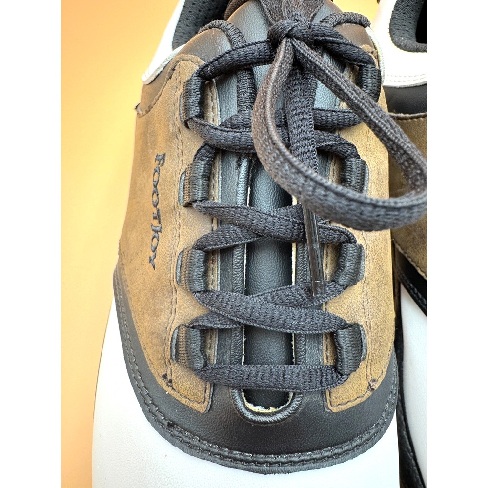 FootJoy GreenJoys Men's 10.5W White Brown Black Leather Lace-Up Golf Shoes Cleat - Picture 7 of 14